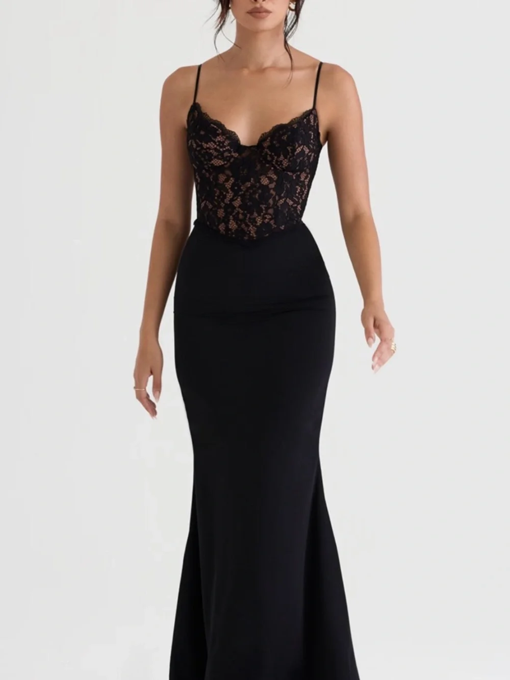 House of CB Black Lace Bustier Mermaid Gown - Picture 3 of 5